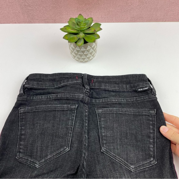 Dear John Joy Rich Skinny Black Purple Velvet Stripe Denim Jeans Women Size 24 - Picture 8 of 9